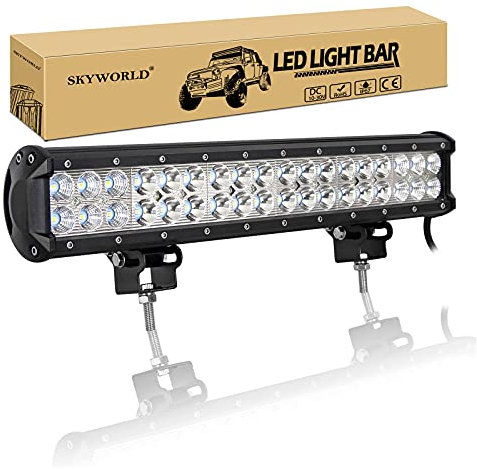 SKYWORLD 17 Zoll 43cm 108W Led Arbeitsscheinwerfer Bar, Led Bar Offroad Zusatzscheinwerfer Scheinwerfer 12V 24V Auto LED Arbeit Licht Bar Wasserdicht für SUV UTV ATV KFZ Traktor Truck 4x4 lightbar