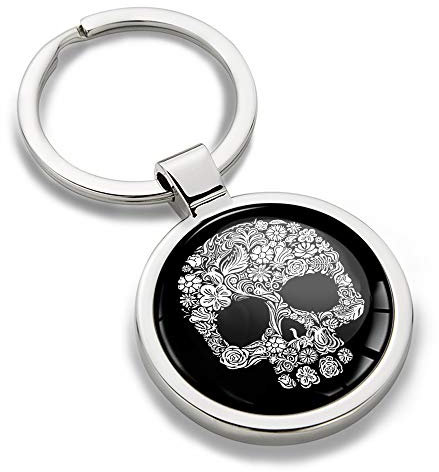 Biomar Labs® 3D Metal Porte-clés Skull Crâne des Fleurs Punisher Cadeau pour Homme et Femme KK 193