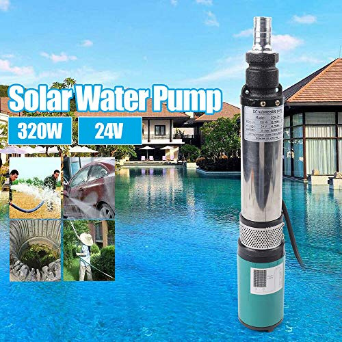 Bomba sumergible de acero inoxidable para pozos profundos, CC 24 V, 320 W, bomba sumergible solar hasta 25 m, 5 m³/h