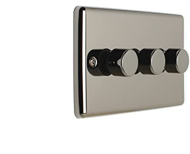 EUROLITE Enhance Black Nickel 3 Gang Triple 2 Way LED DIMMER Light Switch EN3LED BNB