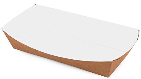 Lot de 100 plateaux en papier kraft 800 ml - Boîtes ouvertes pour aliments à emporter - Plateaux jetables anti-fuite, biodégradables, respectueux de l'environnement et recyclables (100, 800 ml)