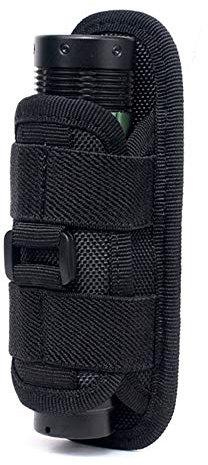 Funda de Linterna, LED Bolsa De Seguridad para Linterna Soporte cinturón y Clip de Cintura Giratorio de 360 ° para iluminación portátil al Aire Libre, Resistente a los arañazos, Negro