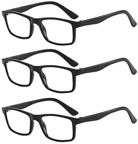 Suertree Lesebrille 3 Pack Klassisch Leser Scharnier Augenoptik Leicht Brille Lesehilfe für Damen Herren 9801 Black +2.5