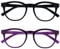 OPULIZE Blu-Brille Blaulichtfilter 2er Pack Cool Rund Rahmen Federscharniere Verbessern Den Schlaf Computerbrille Gaming Entspiegelt Schwarz Lila Herren Damen BB5-15 +0.00