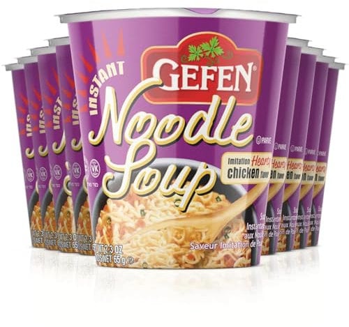 Gefen Instant Noodle Soup, Hearty Chicken Flavoured Soup Cup 65g (Pack of 12)