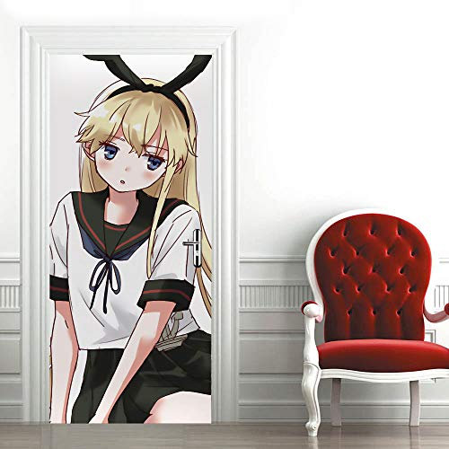 Door Mural Manga Girl Wallpaper Art Home Decoration 90cm x 200cm