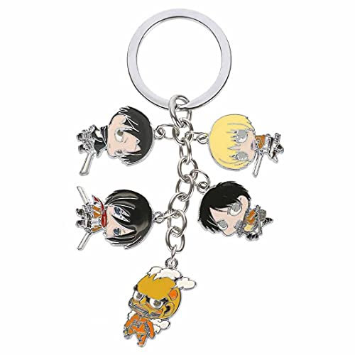 Attack on Titan Schlüsselring mit 5 Chibi Figuren | Shingeki no Kyojin Schlüsselanhänger