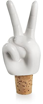 Bottle Sealer Peace Hands Flaschenverschluss, Weinstopper aus Keramik und Kork