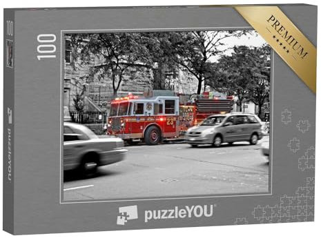 puzzleYOU: Puzzle 100 Teile „Lastwagen der New Yorker Feuerwehr beim Einsatz“ – aus der Puzzle-Kollektion Feuerwehr
