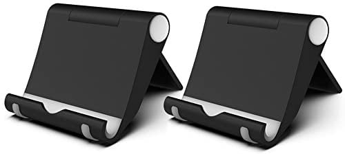 FadyDail 2 Piezas Soporte Móvil Mesa Plegable, Apoyo Teléfono Multiángulo, Soporte Dock Base para Teléfono Compatible con iPhone 16/15/14/13/12/11 Pro MAX, Samsung Galaxy, Xiaomi,Huawei (Negro)