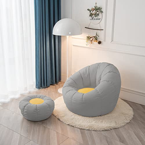 W0REE Sitzsack Bean Bag Faules Sofa Sitzsack Bezug (Ohne Füllung) Für Freizeit Und Unterhaltung Intdoor Sitzsäcke Kissen Sofa Gamer Sitzsack Sessel,Yellow Gray,M