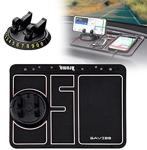 Rutschfestes Telefonpad 4 in 1,Armaturenbrettmatte fürs Auto,Antirutschmatte Handy Auto,Aromatherapie-Steckplatz Glitzernden Auto Untersetzern,360° Drehbar mit Telefonhalter,Handy Auto Halterung