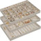 ProCase Schmucktabletts Organizer, 3-teiliges Set Schmuckeinsatz für Schubladen, Schmucktablett Stapelbar Schmuck Organizer Schublade für Ohrstecker, Ohrringe, Armbänder, Ringe, Uhren -Beige