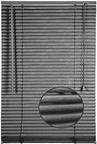 Ruby Deals PVC Venetian Blind Blinds Window 25mm Thin Slats Kitchen Window Blinds Treatments Easy Fit Curtains Trimmable Fittings Home Office(Grey Embossed 45W x 150H cm)
