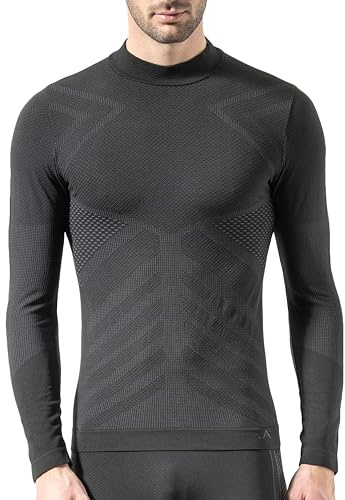 Risalti Camiseta Termica Hombre Cuello Alto Energy - Camiseta Cuello Alto Hombre Elástica y Transpirable, Ropa Interior Hombre, Camiseta Interior Hombre Sin Costuras - Made in Italy