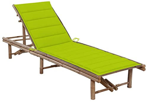Yongdu Chaise Longue Bain de Soleil de Jardin Transat de Patio Chaise Longue d'Extérieur Chaise Longue de Jardin avec Coussin Bambou by