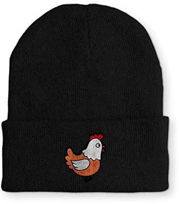 tshirtladen Huhn Statement Beanie Mütze mit Spruch, Farbe: Black