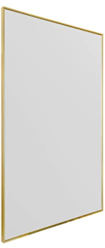MirrorOutlet The Artus - Gold Modern Aluminium Edged Wall Leaner Mirror 68 X 43 (174CM X 110CM) Silver Mirror Glass