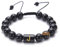 Aotiwe 2 Stück Bracelet Perlen, Armband Schwarz Verstellbare Perlen mit Buchstabe J Kristall 18cm mit Tigerauge