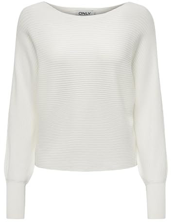 ONLY Damen Onladaline L/S Short Pullo KNT Noos Strickpullover Mit U-Boot-Ausschnitt 15226298,Snow White,S
