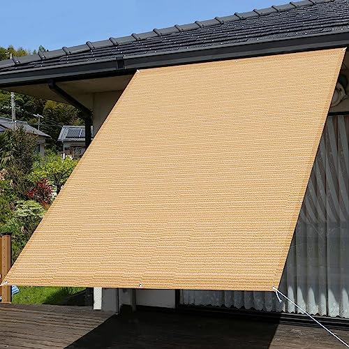 Sun Shade Sail 2.5 x 3 m HDPE 95% UV Block Screen Shelter Gazebo Pergola with Mounting Ropes for Balcony Terrace Garden, Beige