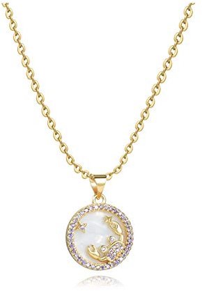 Astrology Constellations Zodiac Signs Necklaces for Women Birthday Birthstones Jewellery Gift for Daughter Family Best Friends Round Gold Opal Pendant