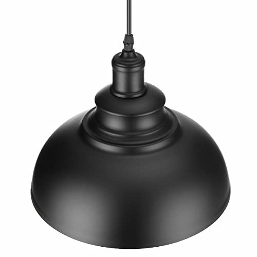 LEDSone Moderner, industrieller, einfach zu montierender, geschwungener Lampenschirm aus Metall für Wand- und Tischlampen-Hängeanhänger mit kostenloser Reduzierplatte (schwarz innen weiß)