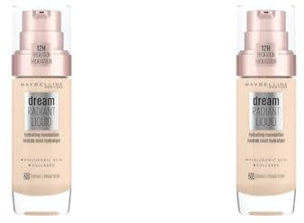 Maybelline New York Make Up, Dream Radiant Liquid Make-Up, Flüssige Foundation, Nr. 20 Cameo, 30 ml (Packung mit 2)