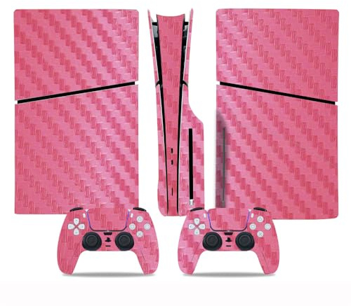 THLMT Skin Cover Compatible pour PS5 Slim Disc Version, Sticker pour Consoles de Jeux Décalques pour hôtes de Jeux Ensemble Complet d'autocollants (Pas pour la Version Digitale) (Rose)