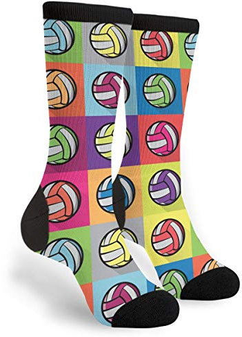 SJOAOAA Cool Socks Herren Damen Crew Socken Lustige Crazy Neuheit Socken, Volleyball, One size