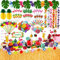 MULEVIP Gonna Tavolo Hawaiana 143 Pezzi Set,Foglie di Palma Fiori Hawaiani Cake Topper per Il Partito Luau Hawaiano Decorazioni da Tavola,Festa Hawaiana,Ghirlanda Hawaiana