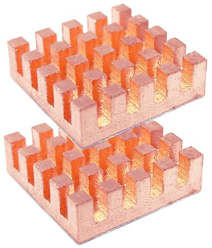 Haojiaho Pure Copper HeatSink 20 x 20 x 6 mm with Thermally Conductive Adhesive Tape, Anti - thermal Runaway, Copper Heat Sink for CPU IC Chip, Circuit Board, Precision Equipment Cooling, 2PCS
