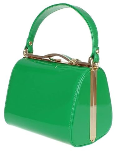 UShopUK Bolso de mano con asa superior de charol cruzado para novia, graduación, boda, fiesta de noche (verde manzana)