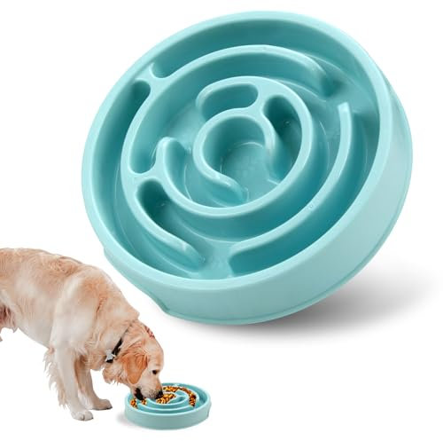 Joyfia Slow Feeder Dog Bowl, Anti-Choking Puzzle Feeding Bowl for Dry, Wet and Raw Food, Slow Down Eating, Prevents Overeating, Puppy Training, Maze Dog Dishes for Small Medium Breeds Cats Pets (Blue)