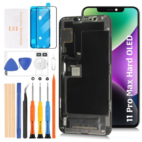 Olivechard Hard OLED 11 Pro Max LCD-Bildschirm-Ersatz für iPhone 11 Pro Max 16,5 cm (6,5 Zoll) [Harte OLED, kein LCD] LCD-Display, Touch-Digitizer-Bildschirm, Montage A2218, A2161, A2220, mit