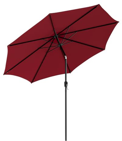 COSTWAY 3M Garden Parasol, Waterproof Patio Umbrella with Tilt & Crank Handle, 8 Ribs UV Protective Outdoor Table Sun Shade Canopy for Market Yard Pool (Wine)