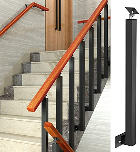GArcan Geländer-Spindelpfosten für Innentreppen, Außenbereich, Hof, Zuhause, Dachboden, Geländer, Säule, quadratisch, Schwarze Eisen-Seitenmontage, 75 cm/85 cm/95 cm/105 cm/115 cm/125 cm hoch, seit