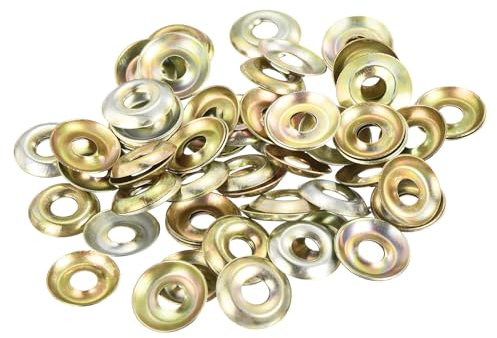 QUARKZMAN Rondelle a Tazza, 100pz Rondella a Tazza Svasata, Rondelle Decorative Rondelle Finitura Svasata Gialla in Ferro per Viti M5 (M5 ID x 14mm OD x 2mm Spessore)