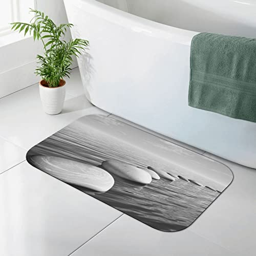 FLYIFE Badematte, Motiv: graue Zen-Steine, 80 x 50 cm, rutschfest, Kieselgur, Badezimmerteppich, saugfähige Fußmatte, Fußmatte