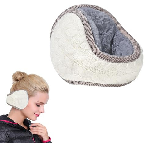 AWOCAN Ohrenschützer Frauen flauschige Ohrenschützer Ohrenwärmer Winter warm Plüsch Ohrenschützer faltbar Unisex (weiß)