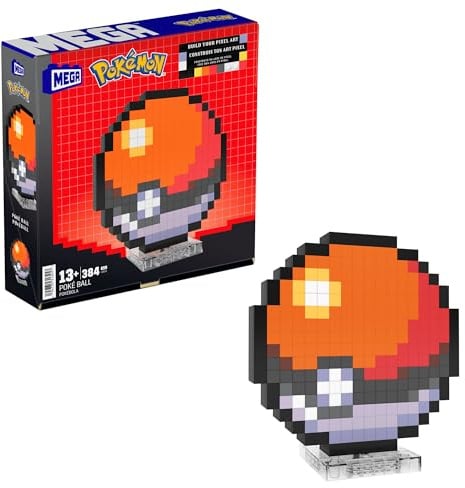 MEGA Pokémon Actionfigur Bauspielzeug, Pokéball mit 381 Teilen, ca. 15 cm groß, für Sammler, JGG71