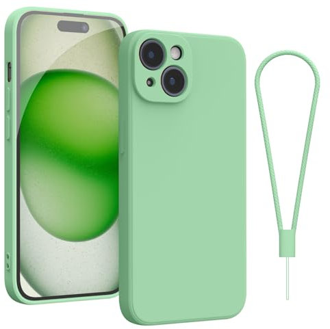 Andwing For iPhone 15 Plus Case,Silicone Case Soft Ultra For iPhone 15 Plus Phone Case Slim Protective Shockproof Cover Scratch-Resistant Microfiber Lining, 6.1 Light Green