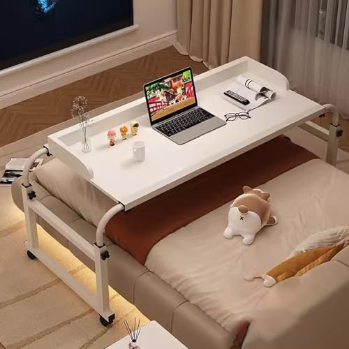 Überbetttisch mit Rädern, Überbetttisch, Überbettschreibtisch King Size, Rollschreibtisch über dem Bett, höhenverstellbar, Rollschreibtisch für medizinische Betten in Kingsize-Betten, für Kr