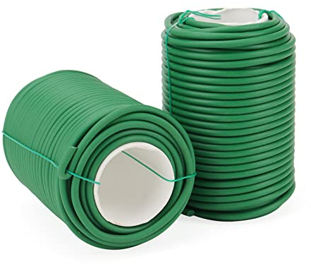 CHUIFAI 2 Rollen 3,5 mm x 20 m Gartendraht Ummantelt, Flexibler Bindedraht Grün Gartendraht Drahtbinder Blumendraht, Weiche Bindedraht, Garten Pflanzenbinder Draht für Kletterpflanzen, Reben