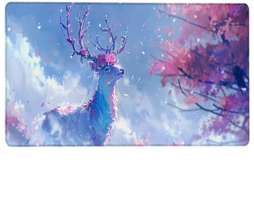 Deer Extended Gaming Mouse Pad, XXL 1500x800x3 mm Large Mouse Mat with Stitched Edges Keyboard Blue Mousepads Non-Slip Water-Resistant Rubber Base Desk Pad 4-C