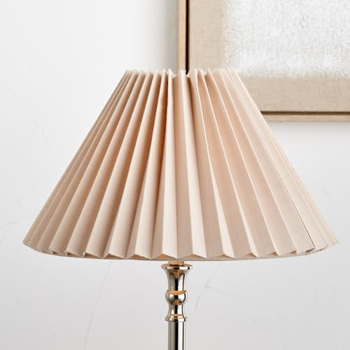 Tapered Cream Hard Pleat Lampshadefor Table Lamps | Natural Linen Lampshade | Classic Neutral Tone Shade for Floor Lamps (Natural, 45cm)