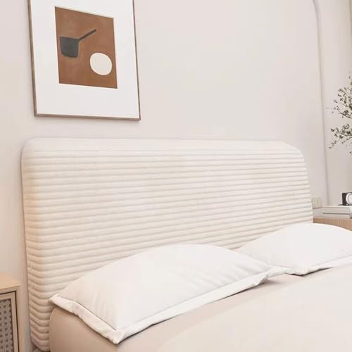 Cord-Bettkopfteilbezug/Kopfteil-Schonbezug, Bettkopfteilhusse für Doppel-, Einzel Kingsize-Bettkopfteilbezüge, staubdichter Stretch-Bettbrettschutzbezug für die Schlafzimmerdekoration(200cm,Beige)