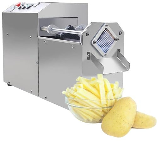 Tagliaverdure Elettrico, Macchina per Tagliare Le Patatine Fritte in Metallo Commerciale, tagliapatate Elettrico da 370 W, 350 kg all'ora, Stabile e ad Alta efficienza di Lavoro