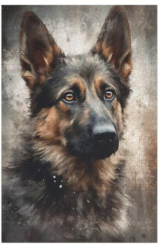 Holzpuzzle 1000 Teile, Deutscher Schäferhund Puzzles Erwachsene Und Kinder, 78×53cm