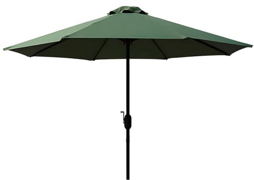 XUQQU Gartenschirm, Runder Marktschirm, Sonnenschutz Schirm Mit Handkurbel, Wetterfester Sonnenschirm Für Outdoor, Garten Und Terrasse 2.70 M(Green)